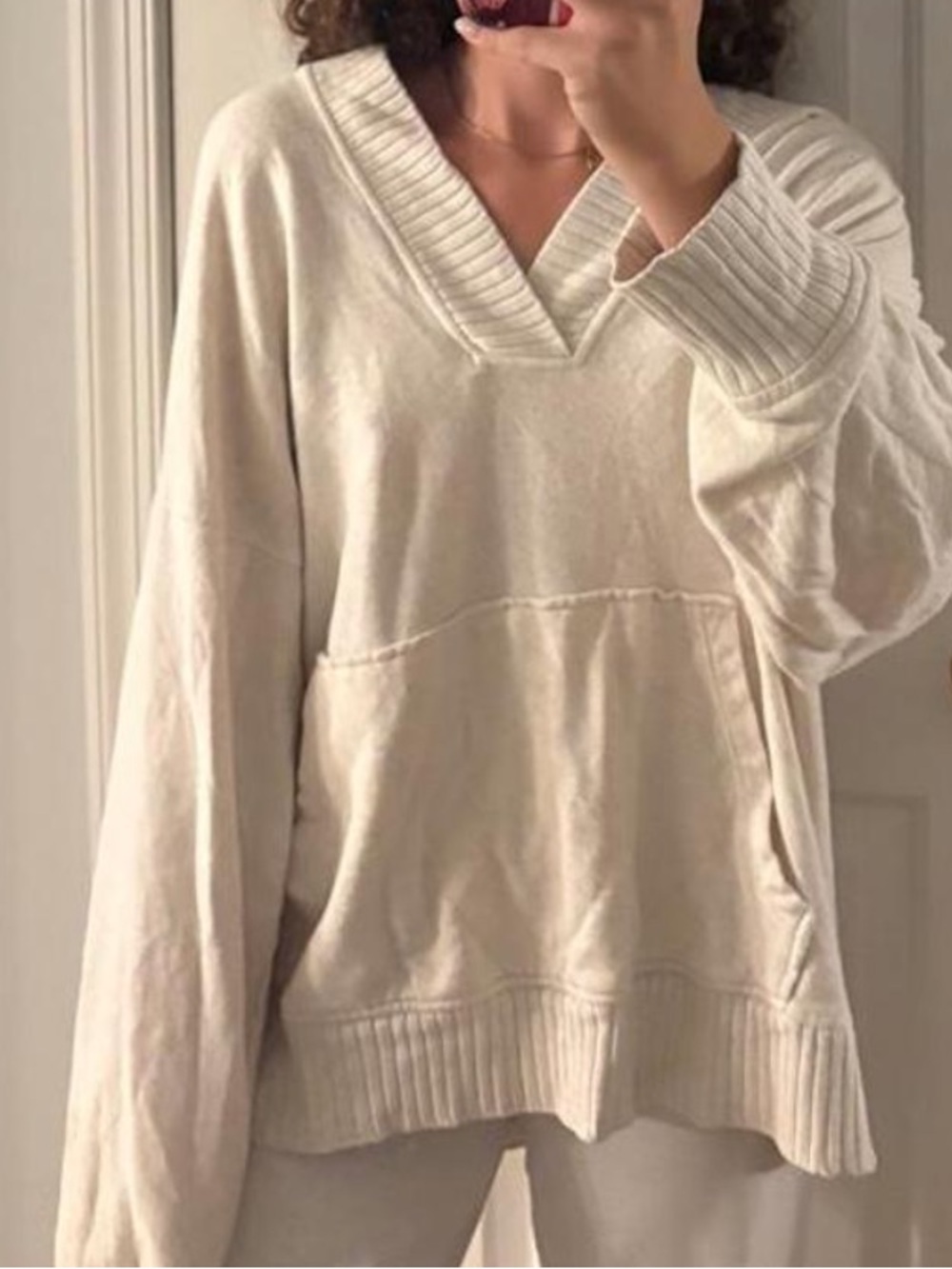 Aerie Oatmeal Oversized Down To Earth Cozy Hoodie